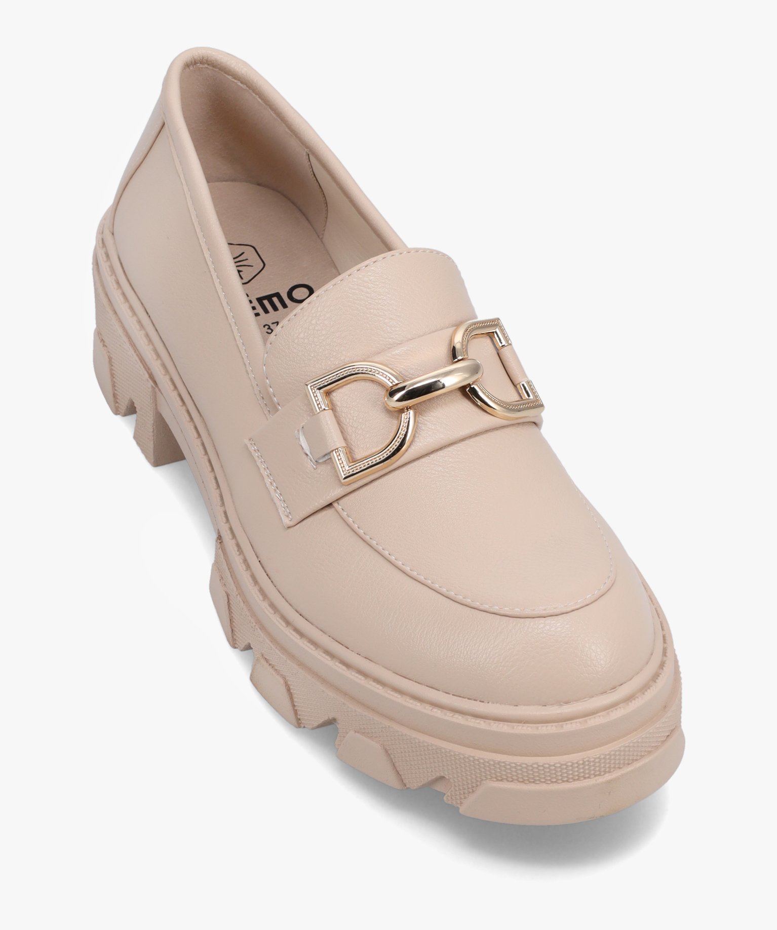 Mocassins femme unis à semelle plateforme crantée beige | GEMO