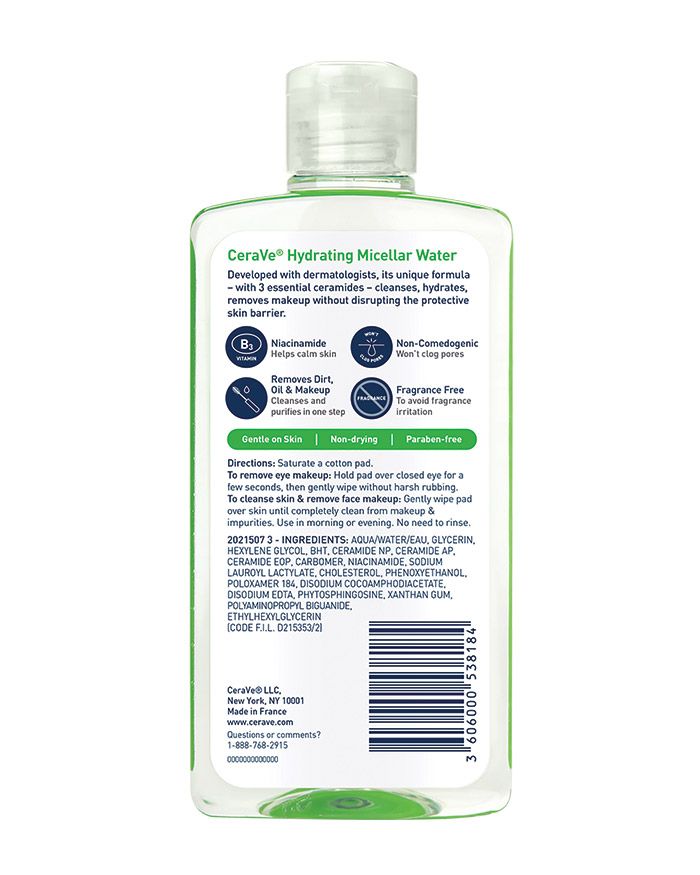 Eau micellaire hydratante sans rinçage pour un nettoyage efficace