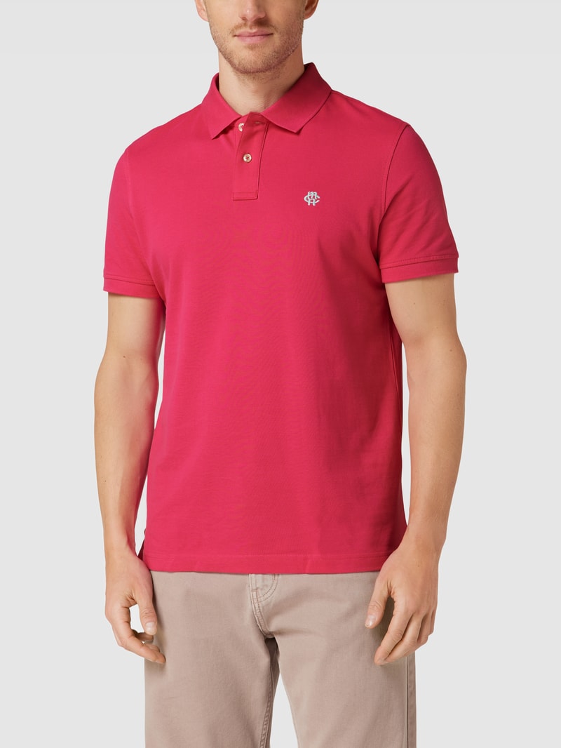 Poloshirt mit Logo-Stitching in pink