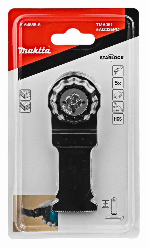 Makita Zubehör B-64858-5 TMA051 Tauchsägeblatt 32 x 50 mm Holz, 5 Stück
