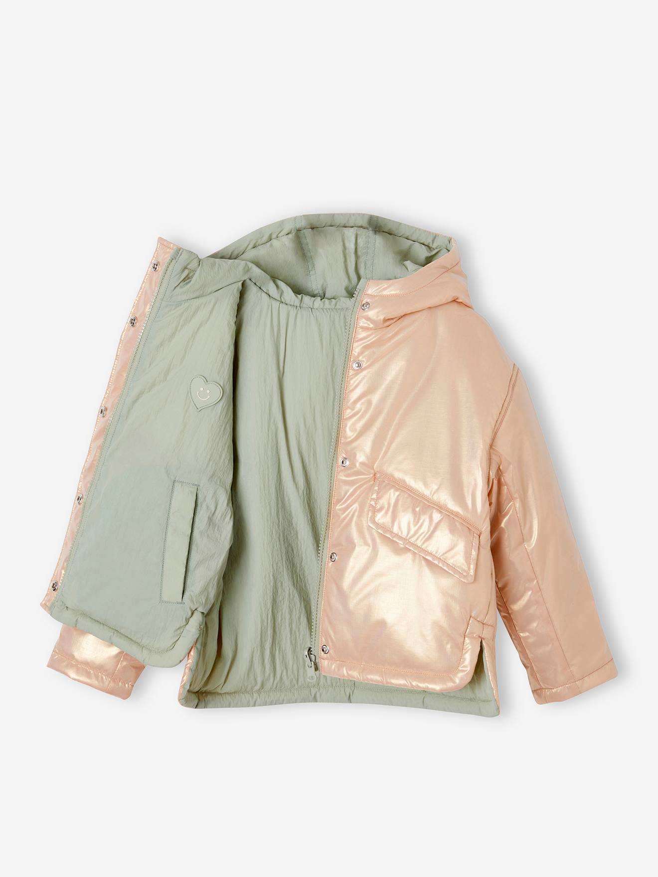 Vertbaudet Mädchen Wende-Jacke mit Recycling-Polyester - salbeigrün