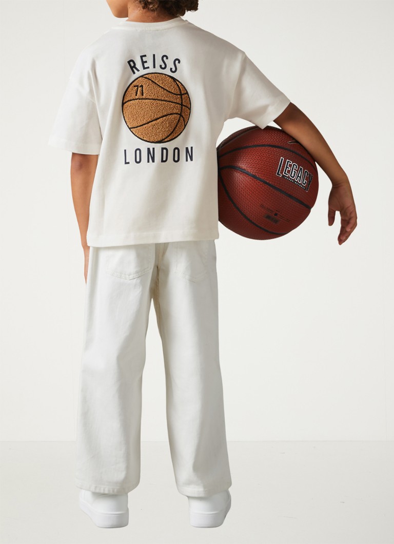 Tricou lejer Reiss Kirby cu logo și imprimeu pe spate.