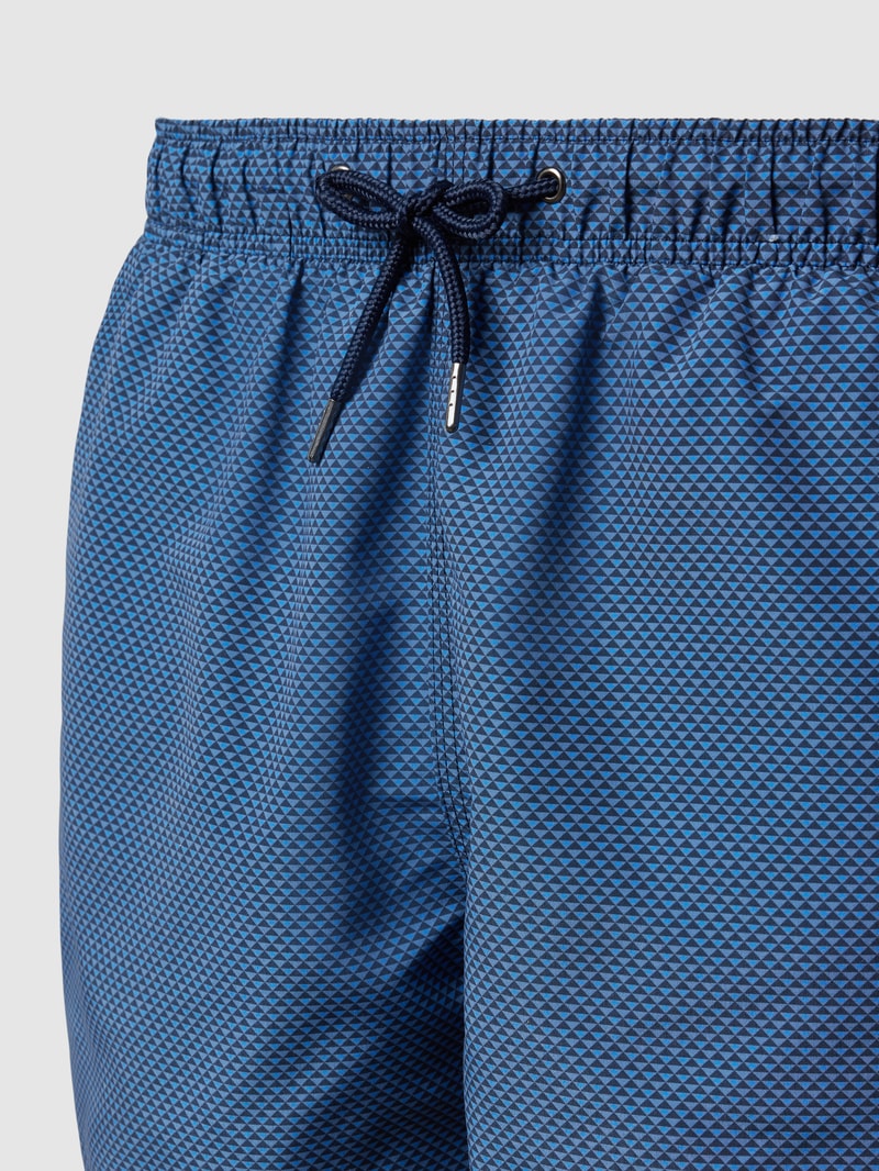 Badehose mit Allover-Muster in metallic blau