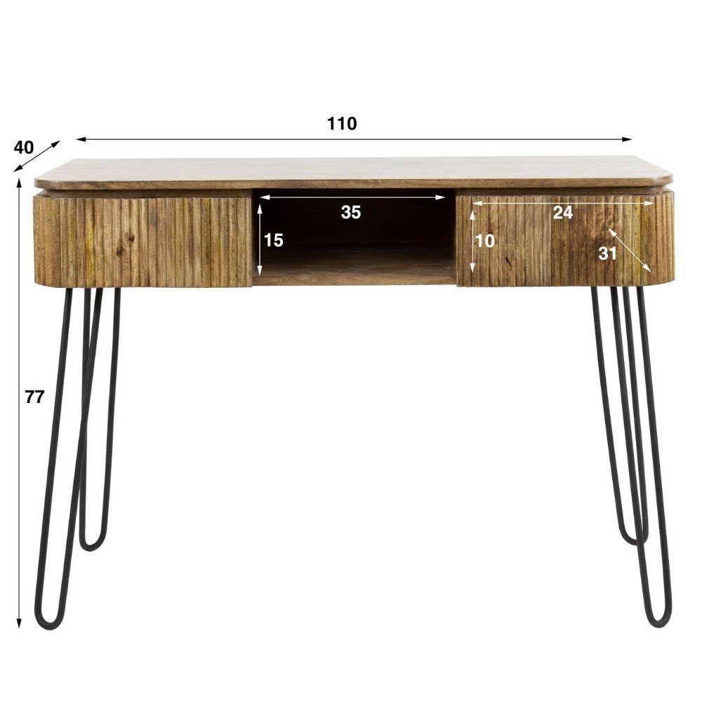 RINGO-Living Kommode Kommode Fedja mit 2 Schubladen und Fach in Natur-dunkel aus Mangoholz, Möbel