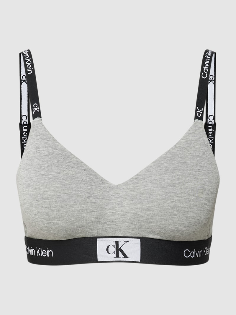 Bralette mit elastischem Logo-Bund in hellgrau meliert