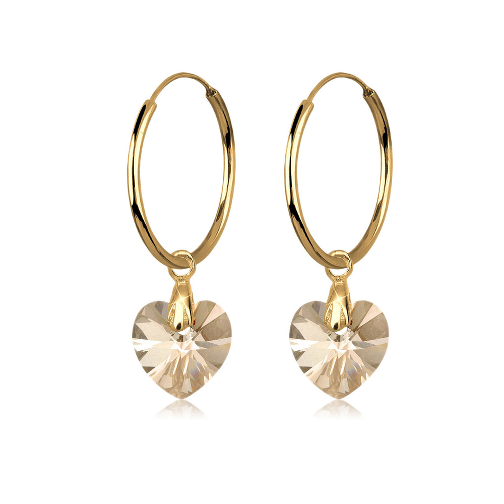 Elli Elli Boucles d'Oreilles Coeur Cristal Plaqué Or Argent (925/1000) Boucles d'oreilles