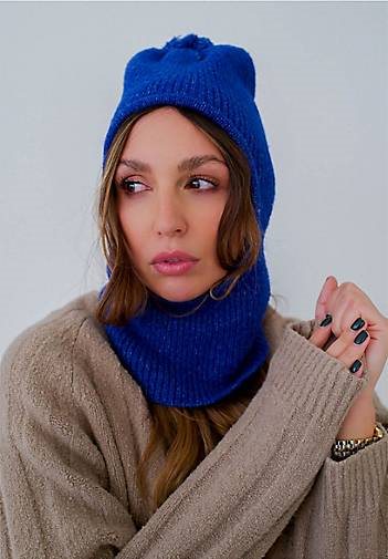 FRAAS Sustainability Edition - Gerippter Strick-Kapuzenschal mit Pompon