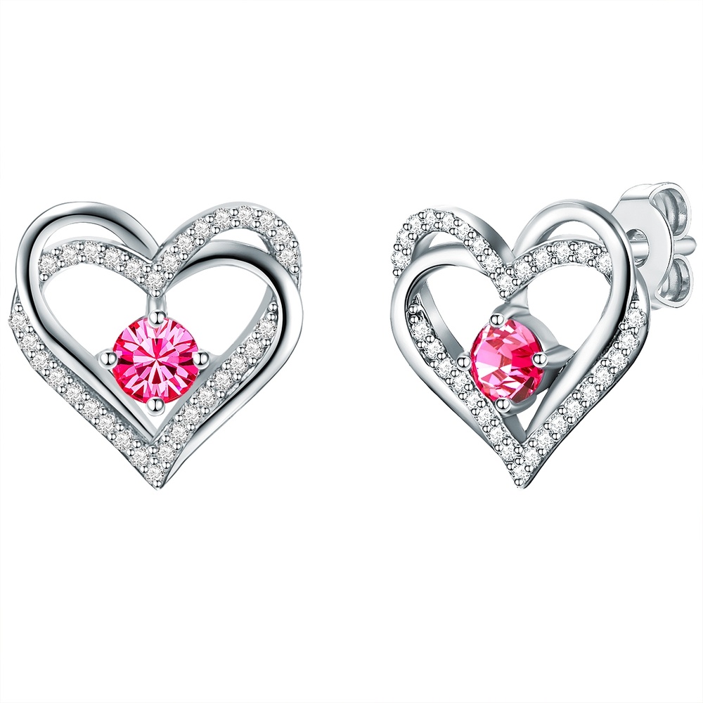 Rafaela Donata Clous d'oreilles à cristaux Swarovski Coeur Argent sterling Orné de cristaux Swar Boucles d'oreilles