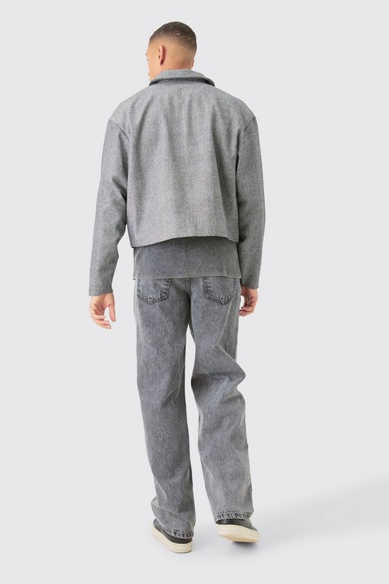 Kastige Herringbone Jacke mit Kragen