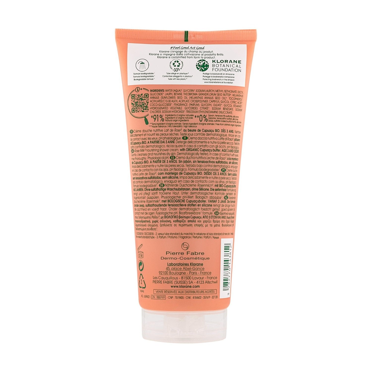 Klorane Organiczny krem pod prysznic Cupuaçu - mleko różane