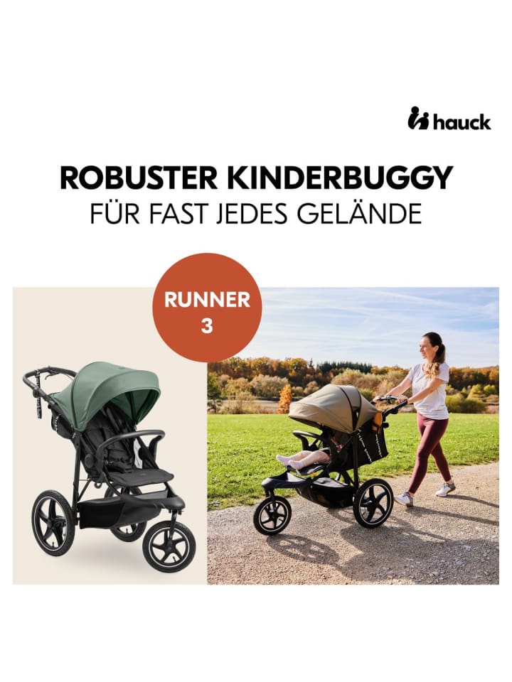 Hauck Buggy & Jogger Runner 3 (mit großen Luftreifen) - Jungle in gruen,schwarz günstig kaufen onesize
