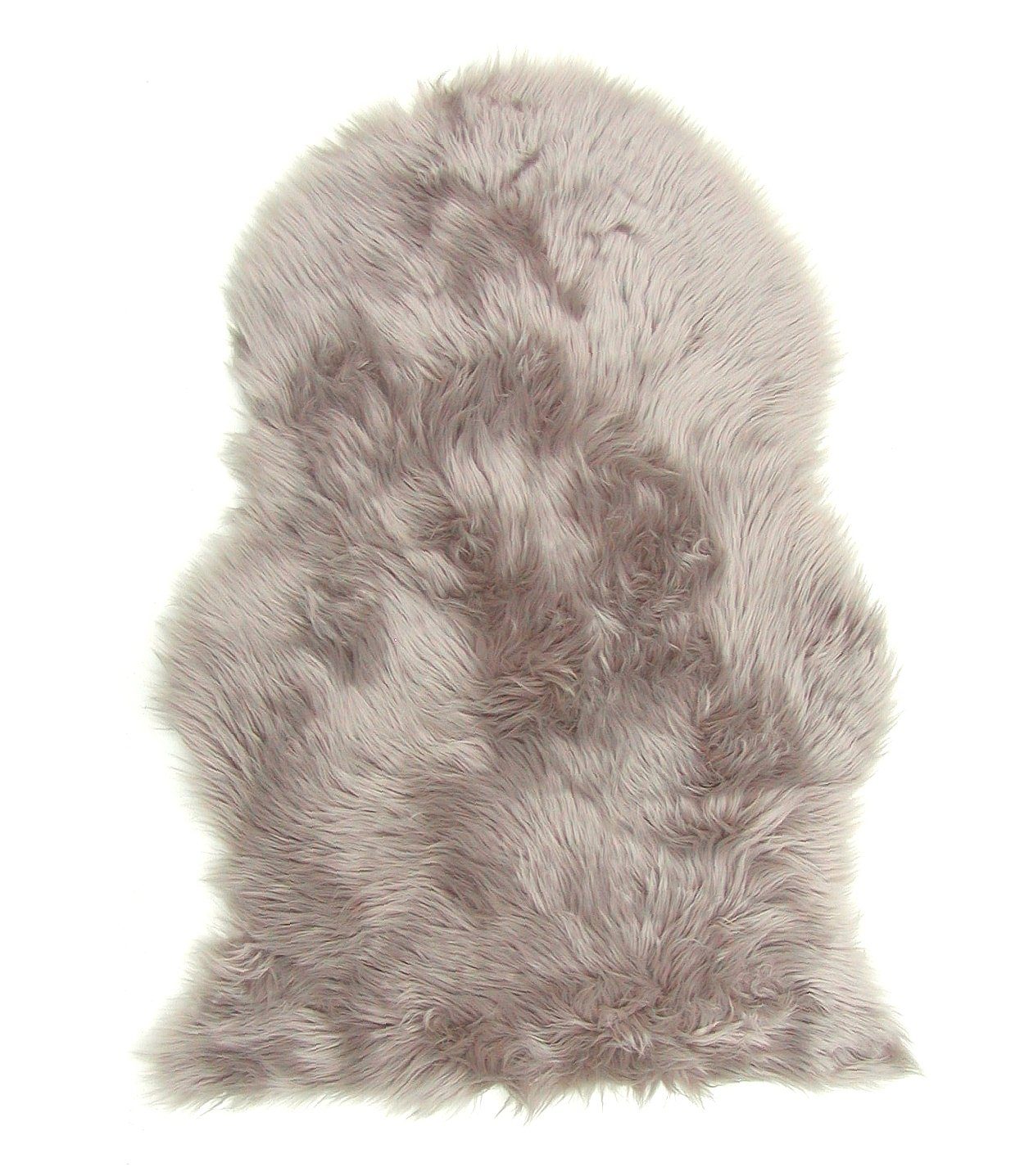 Fellteppich Lammfell Teppich Kunstfell taupe Schaffell Imitat 100% Acryl 90x60 cm, Ensuite