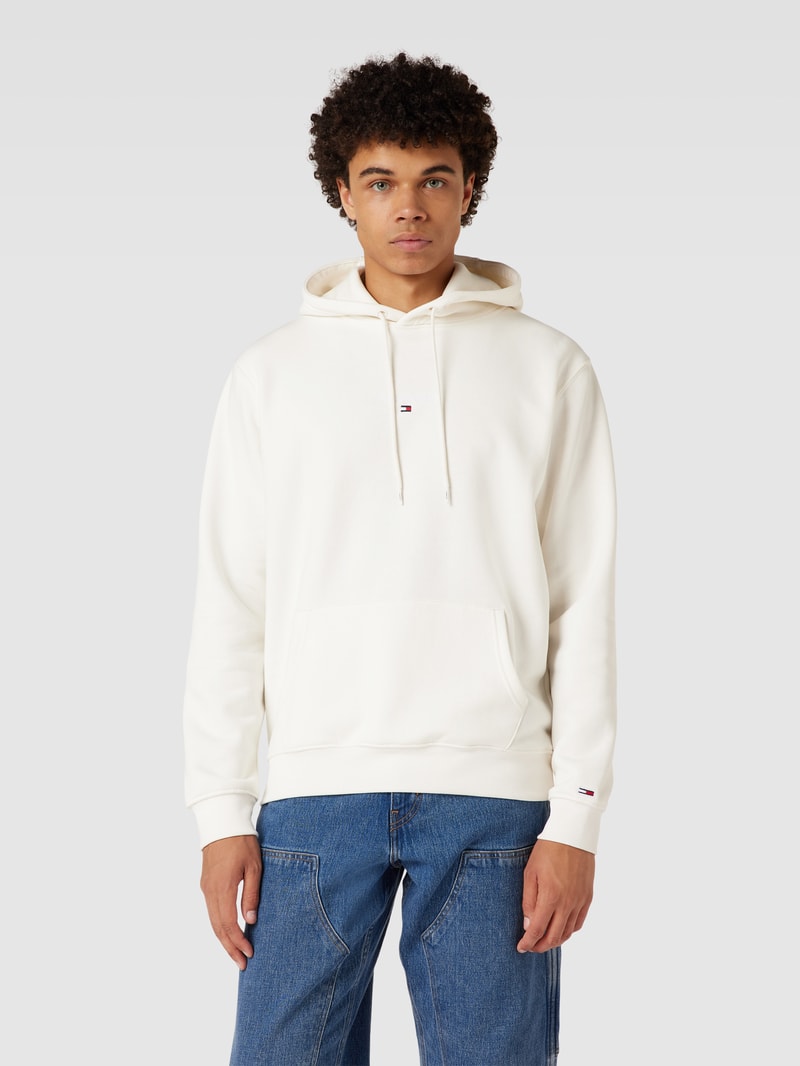 Hoodie mit Logo-Stitchings in offwhite