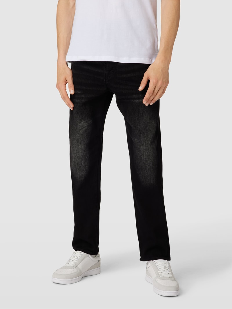 Jeans mit Label-Patch in schwarz