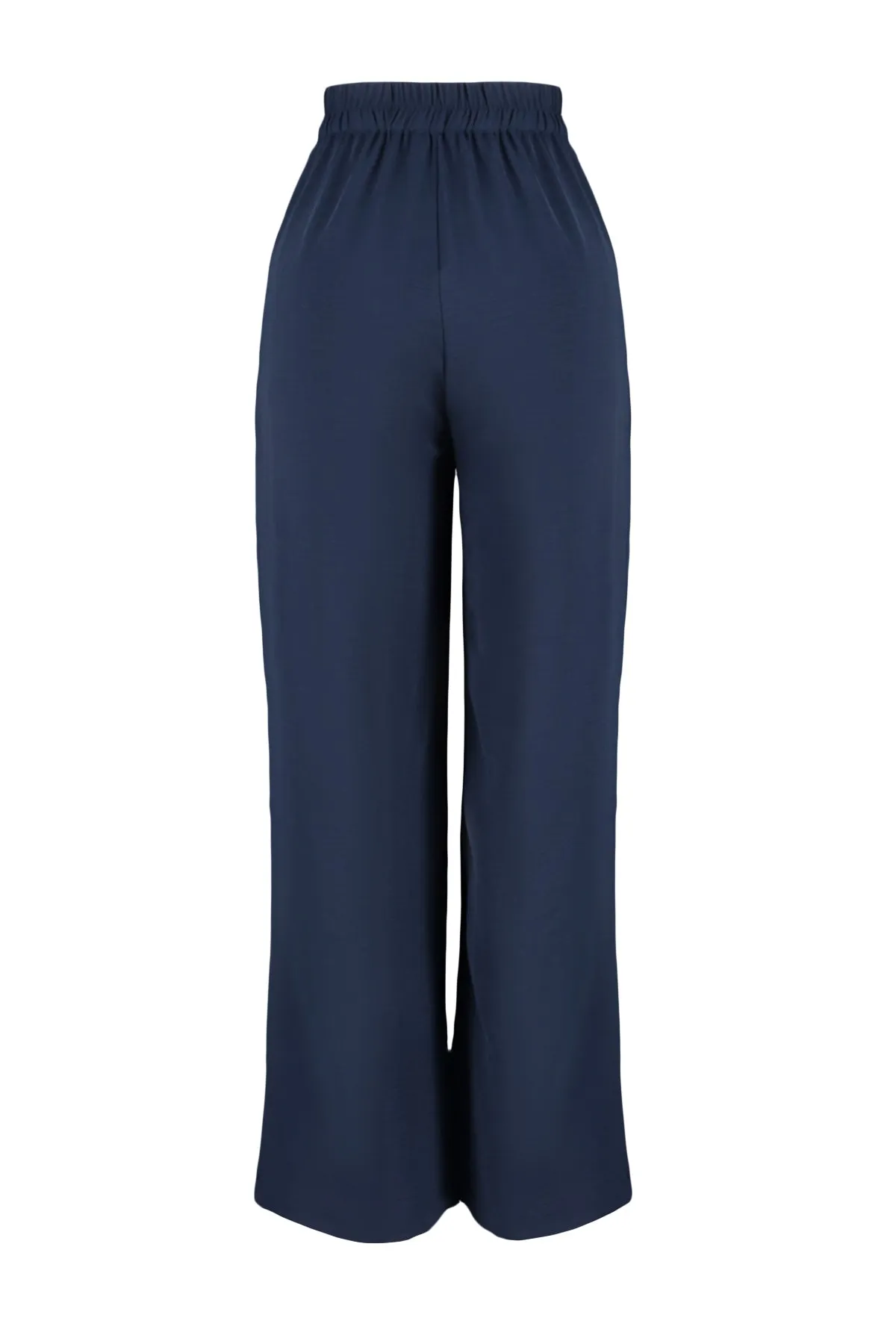 Trendyol Curve  Marineblaue plissierte Webhose mit hoher Taille TBBSS22PL0448