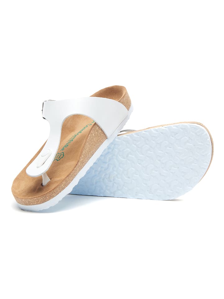 Comfortfusse Leder-Zehentrenner in Weiß günstig kaufen
