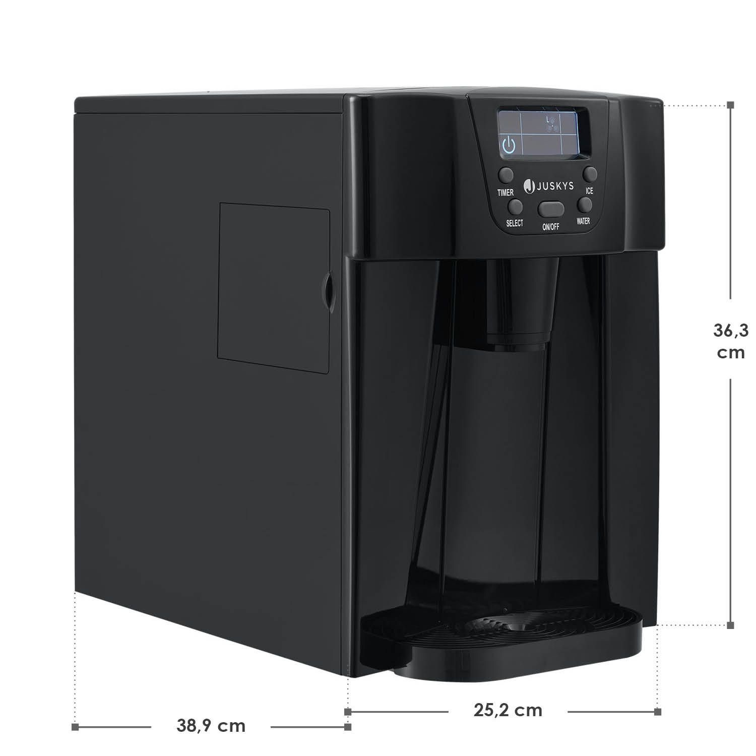 Juskys Eiswürfelmaschine PIM200L, Eiswürfel in 6 - 10 min, 12 kg in 24 h, Timer und Kaltwasserausgabe