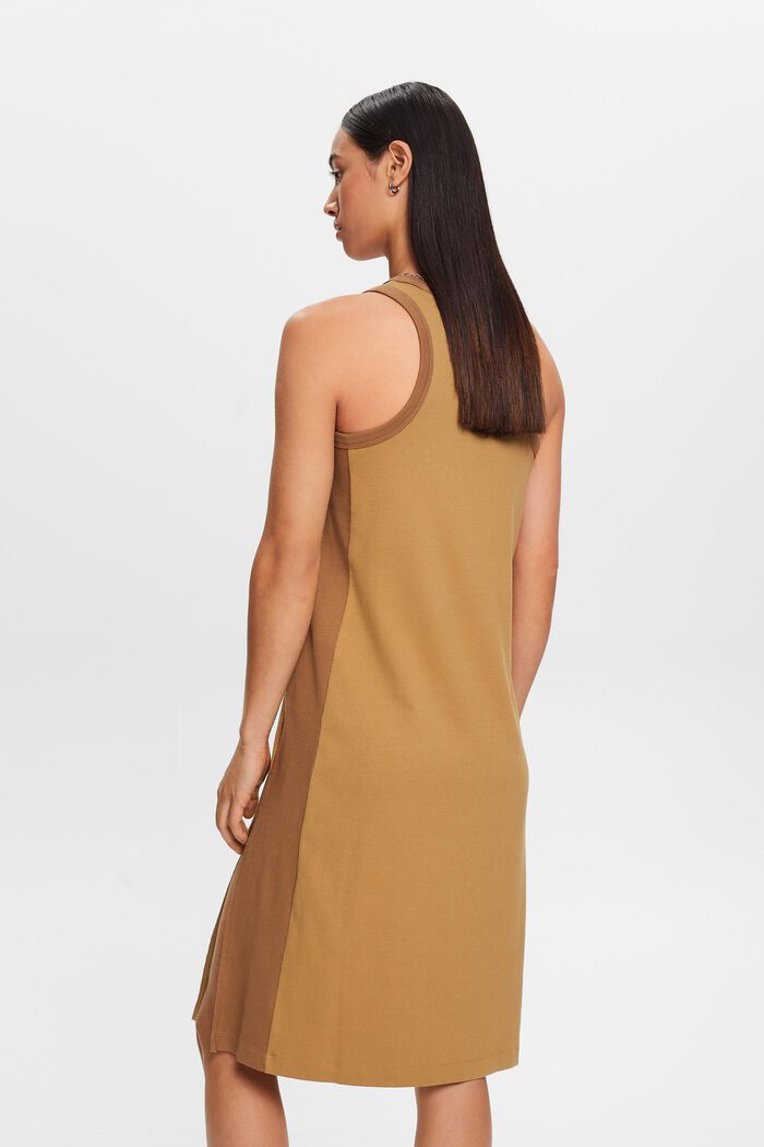 Geripptes Midikleid aus Jersey, Stretchbaumwolle
