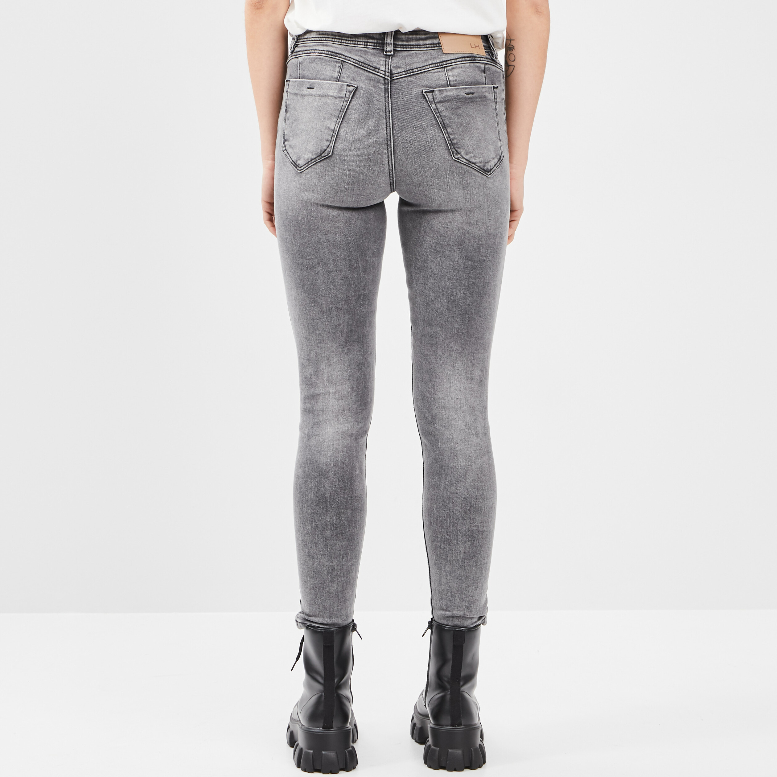 Jeans skinny push-up denim gris femme | La Halle