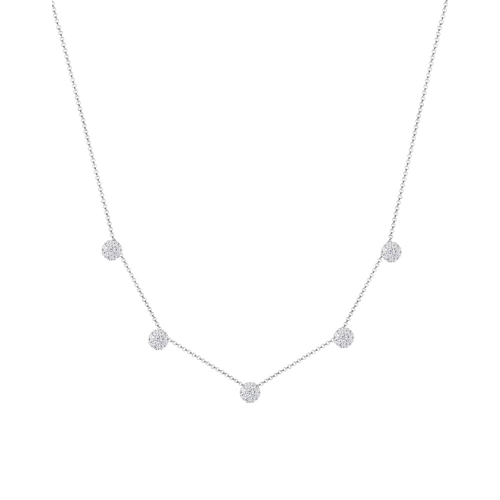 Elli Elli Collier Femme Boule Fleur avec Cristal  - (925/1000) Argent collier