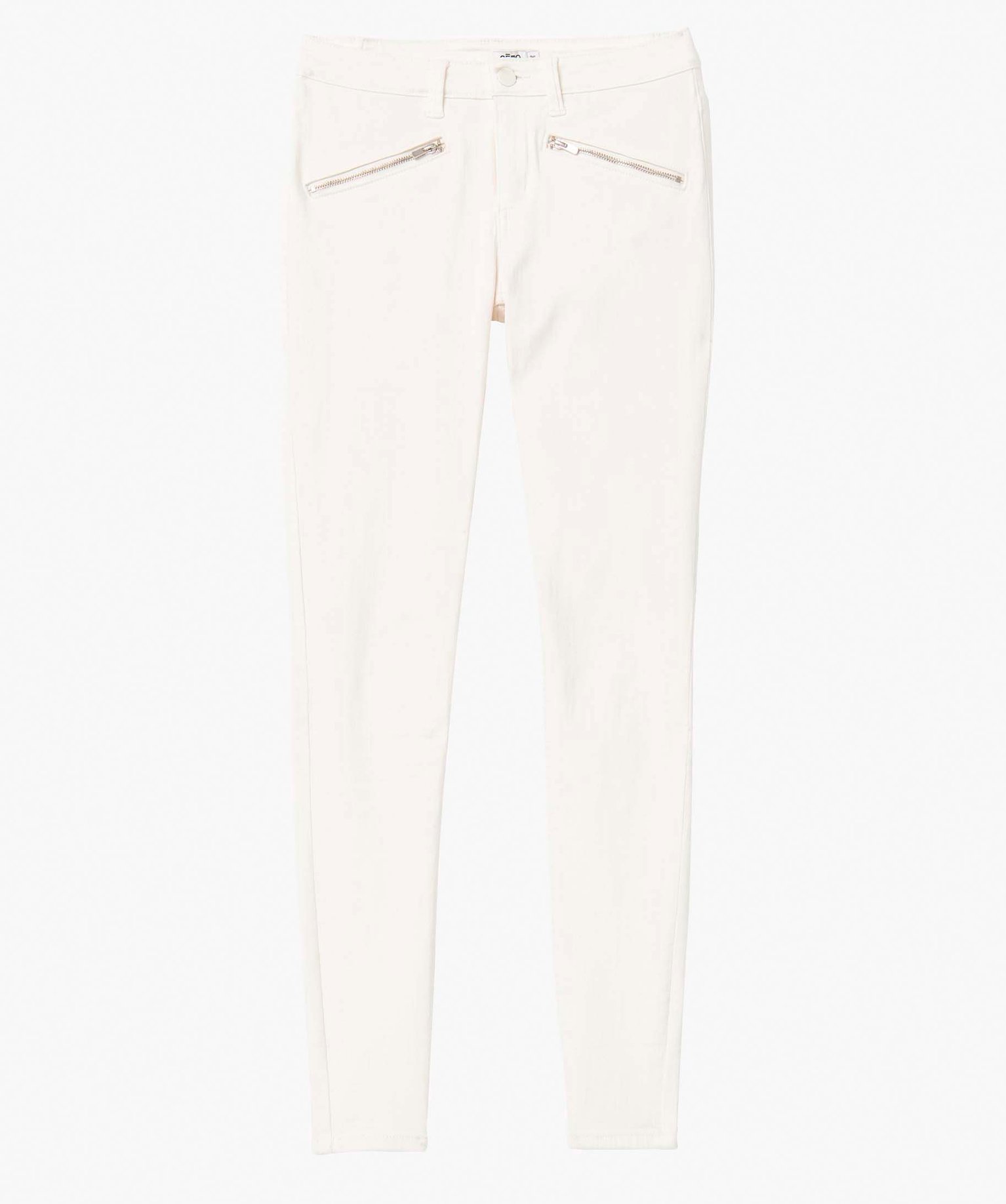 Pantalon femme en toile extensible coupe Skinny blanc | GEMO