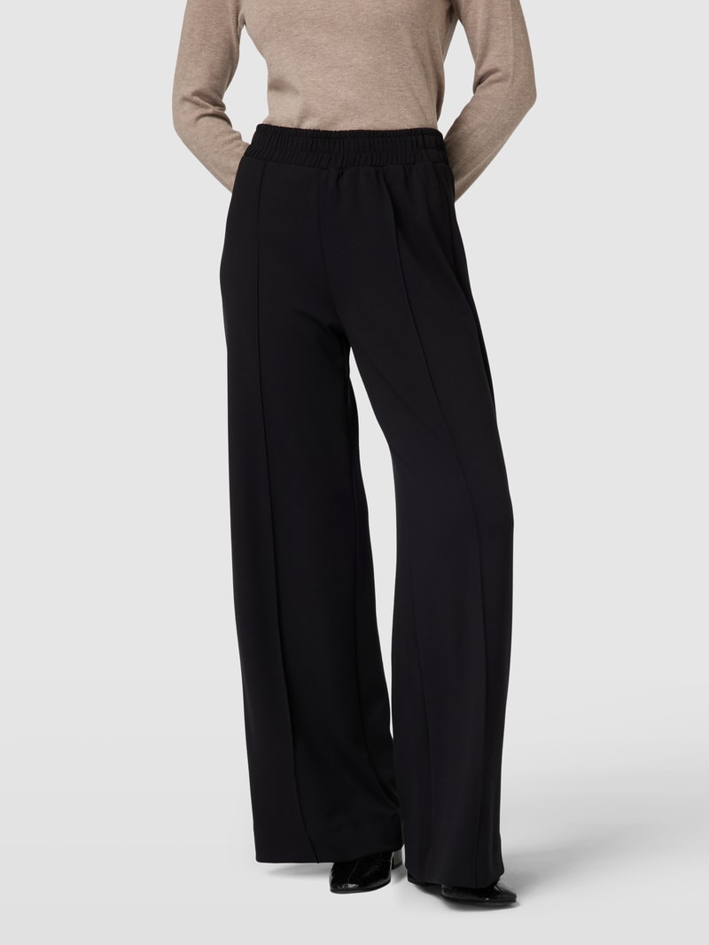 Stoffhose mit elastischem Bund in schwarz