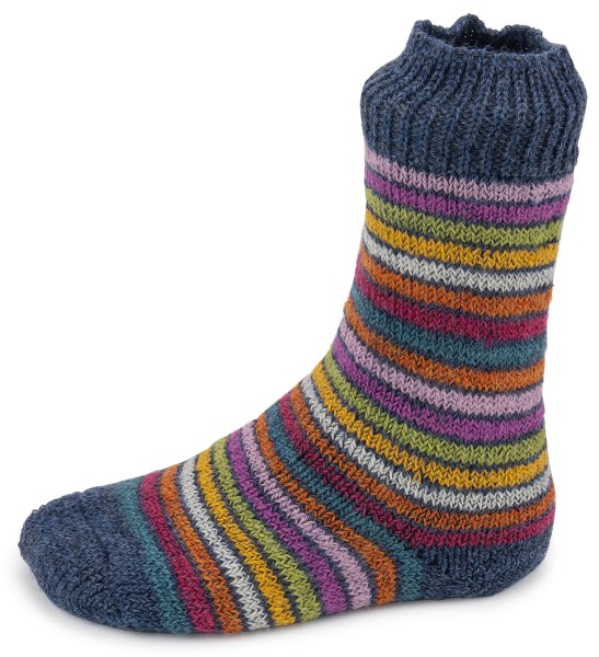 Hirsch Natur Kids ~ Vollplüsch-Socke ~ Ringel Blueblend