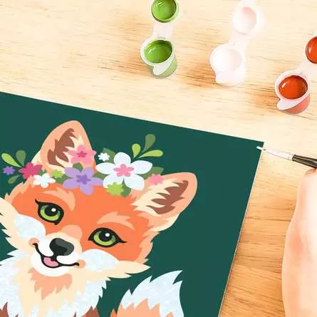 CreArt Blumiger Fuchs - Malen nach Zahlen für Kinder ab 9 Jahren