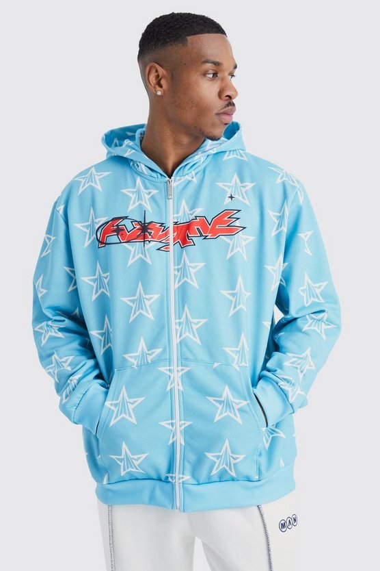 Oversize Hoodie mit Bärenohren-Print und Reißverschluss