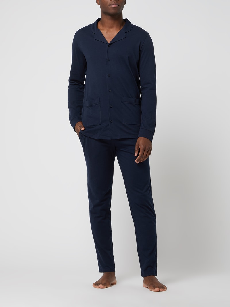 Pyjama mit Knopfleiste in marineblau