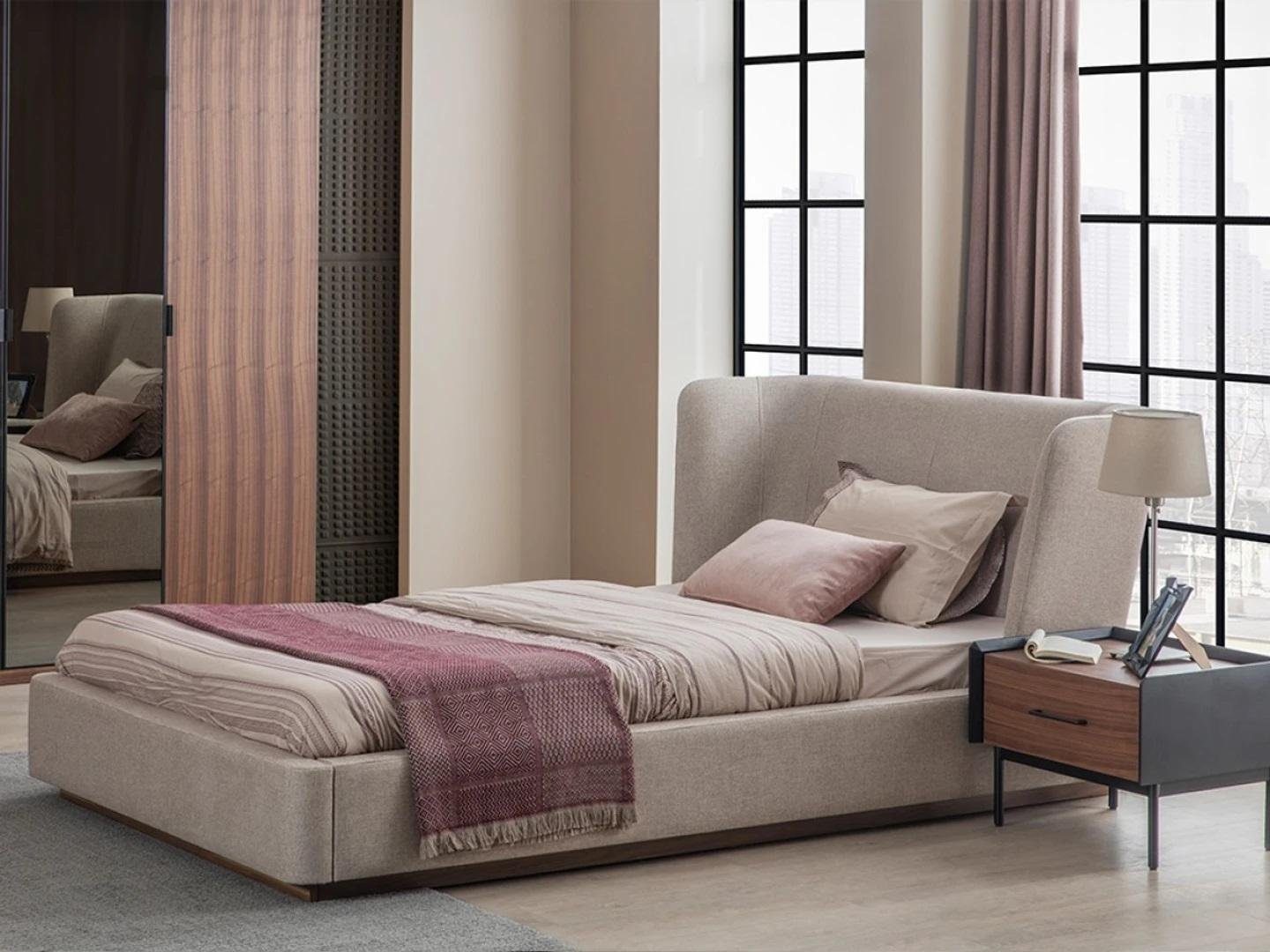 JVmoebel Schlafzimmer-Set Modern Komplett Bett Luxus Nachttisch Schlafzimmer Set 2tlg Holz Möbel, (2-St., Bett + Nachttisch), Made in Europa