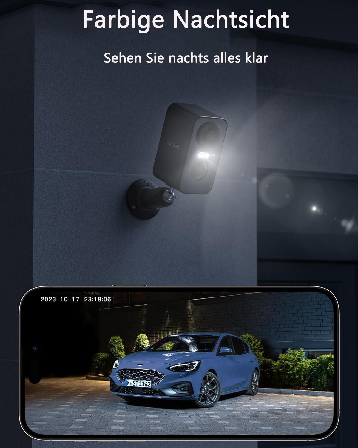 ieGeek 5MP 2K Drahtlose Überwachungskameras Aussen Kamerasystem für zu Hause Überwachungskamera (außen/innen, Intelligente KI-Erkennung,Multi-User-Sharing,Cloud/SD Storage, 2-tlg., Überwachung mit Bewegungslicht, Akku Kamera,Farbige Nachtsicht,WiFi I