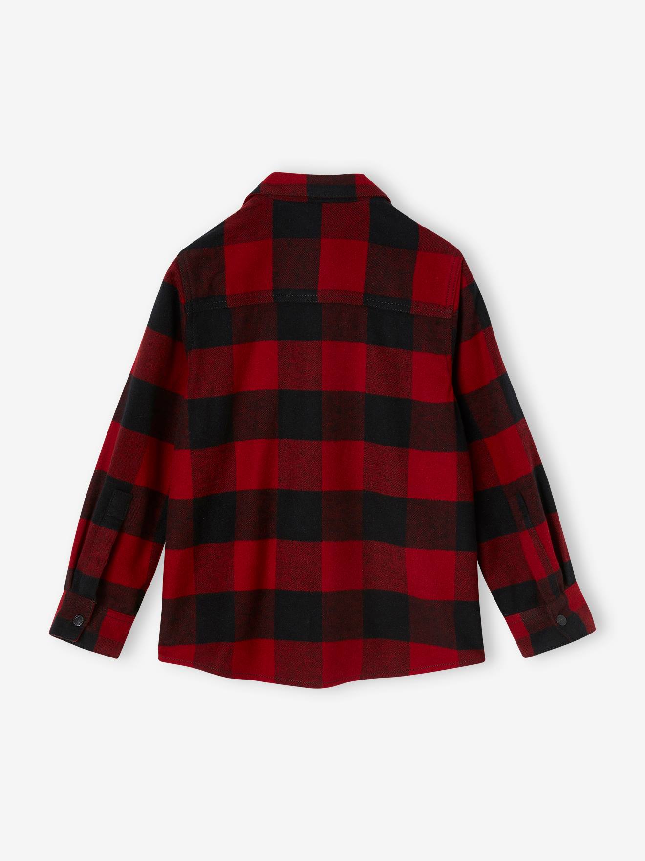 Chemise à grands carreaux en flanelle garçon olive