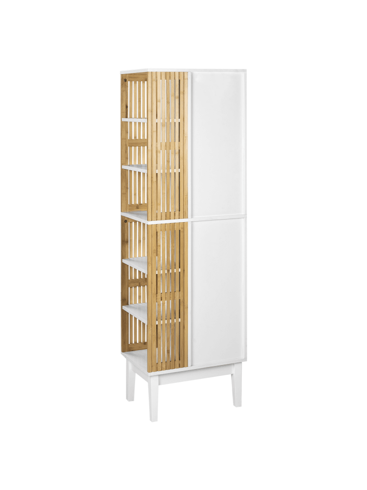 Beliani Badezimmerschrank NUBES in Weiß/Heller Holzfarbton günstig kaufen onesize