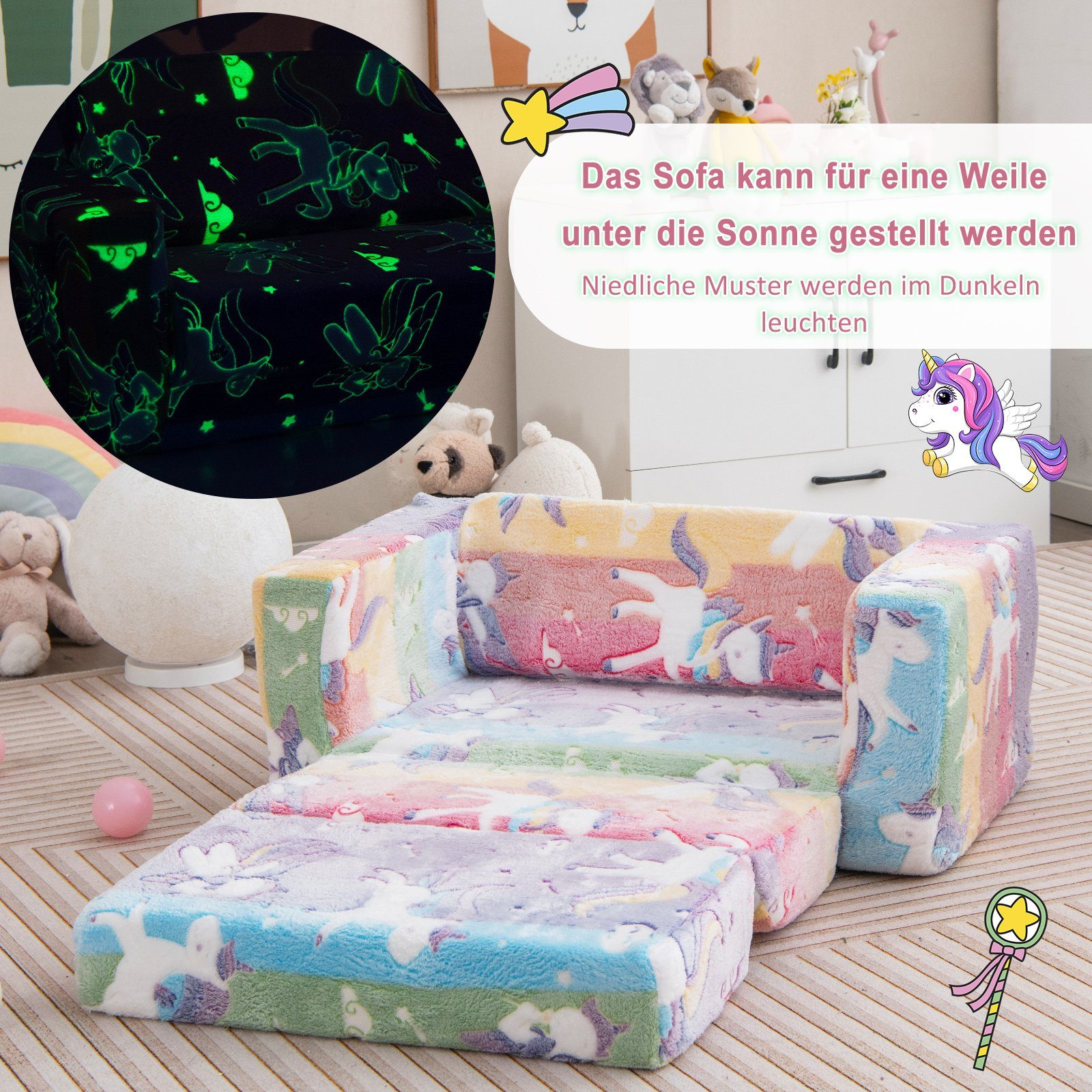 COSTWAY Kindersofa Kindersessel, im Dunkeln Leuchtend