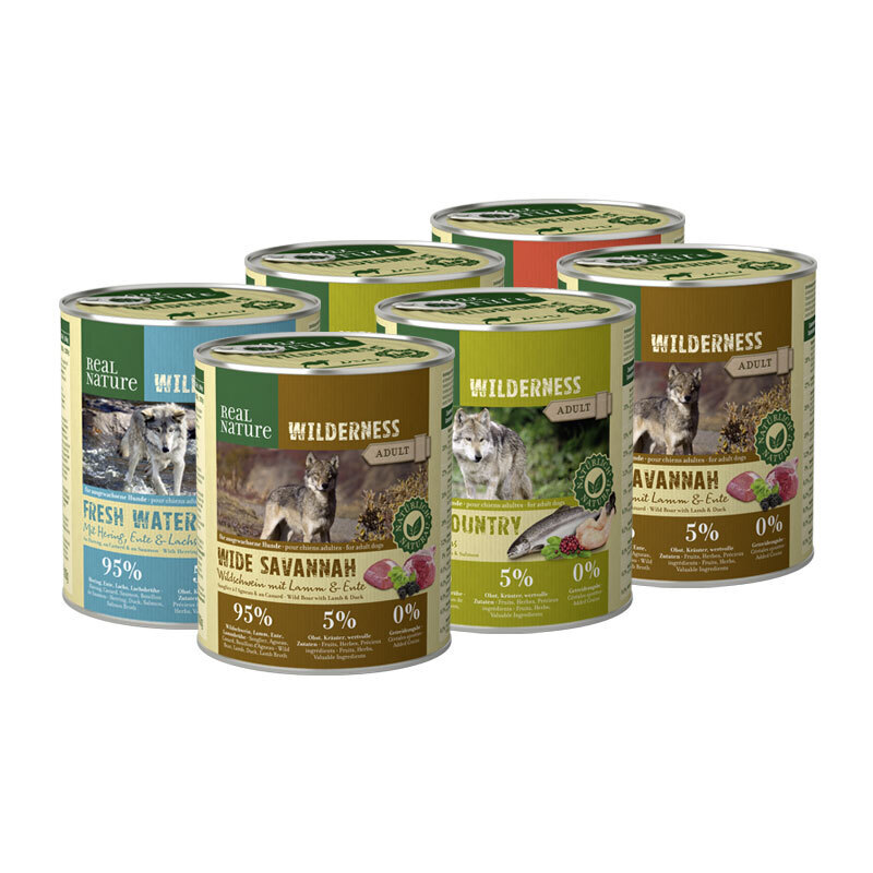 REAL NATURE Hundenassfutter REAL NATURE WILDERNESS Adult Mixpaket 6x800g Mixpaket 2