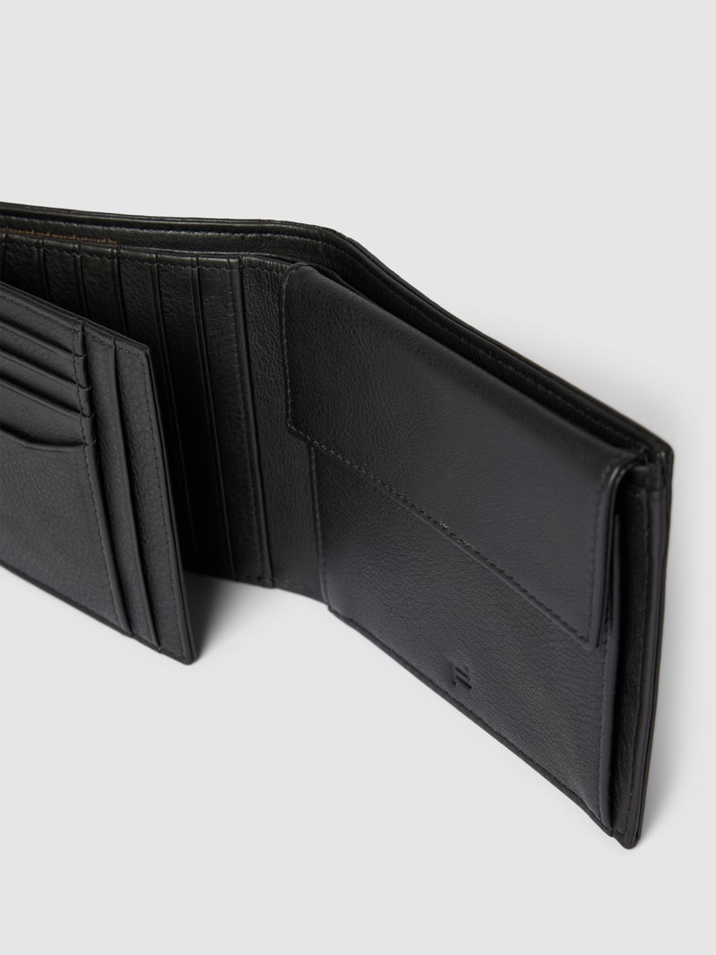 Portemonnaie aus Rindsleder mit Label-Detail in schwarz