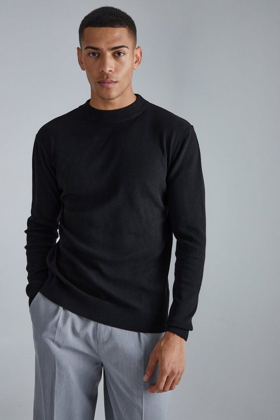 Gerippter Rollkragenpullover