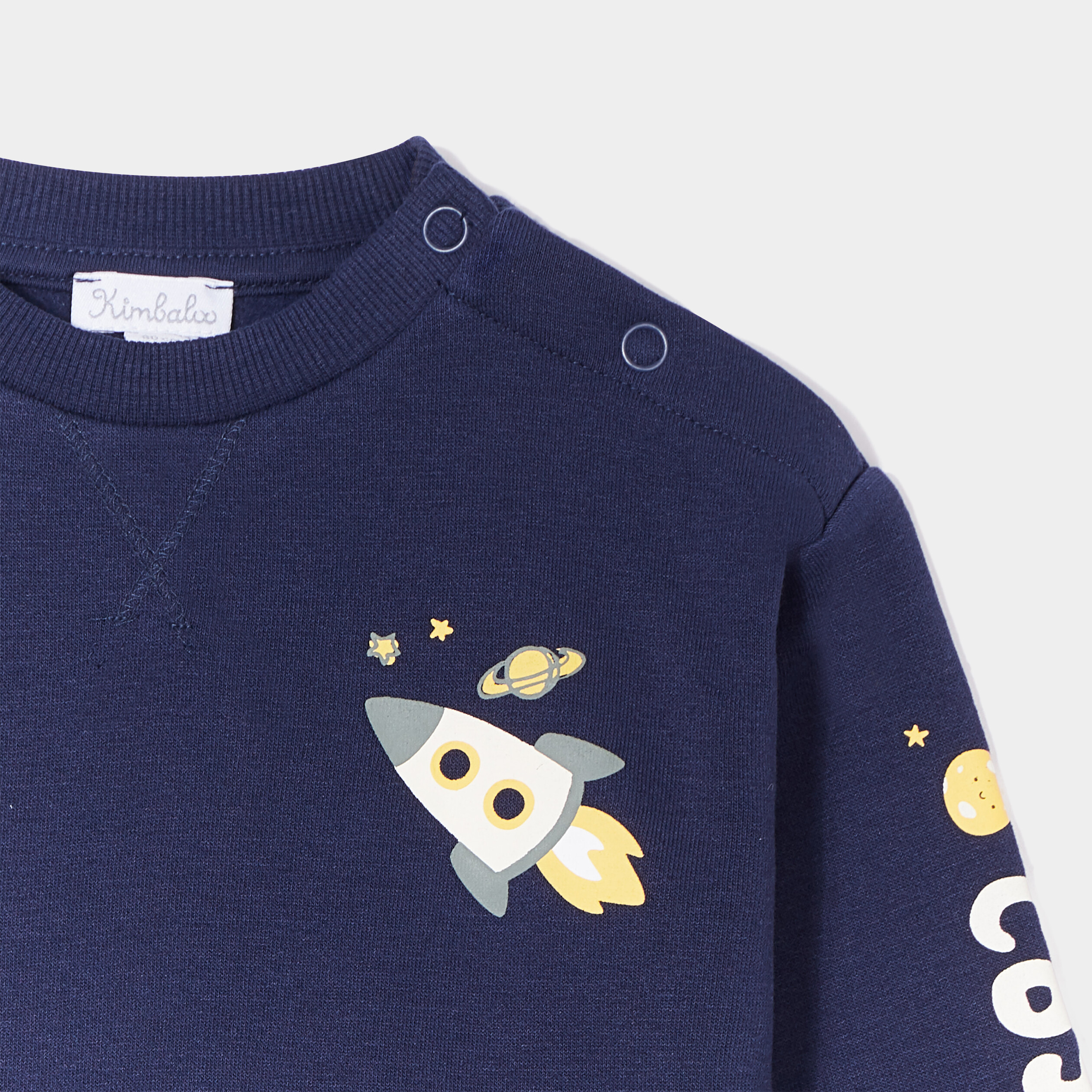 Sweat épaule boutonnée avec poche bleu marine bébé garçon | La Halle