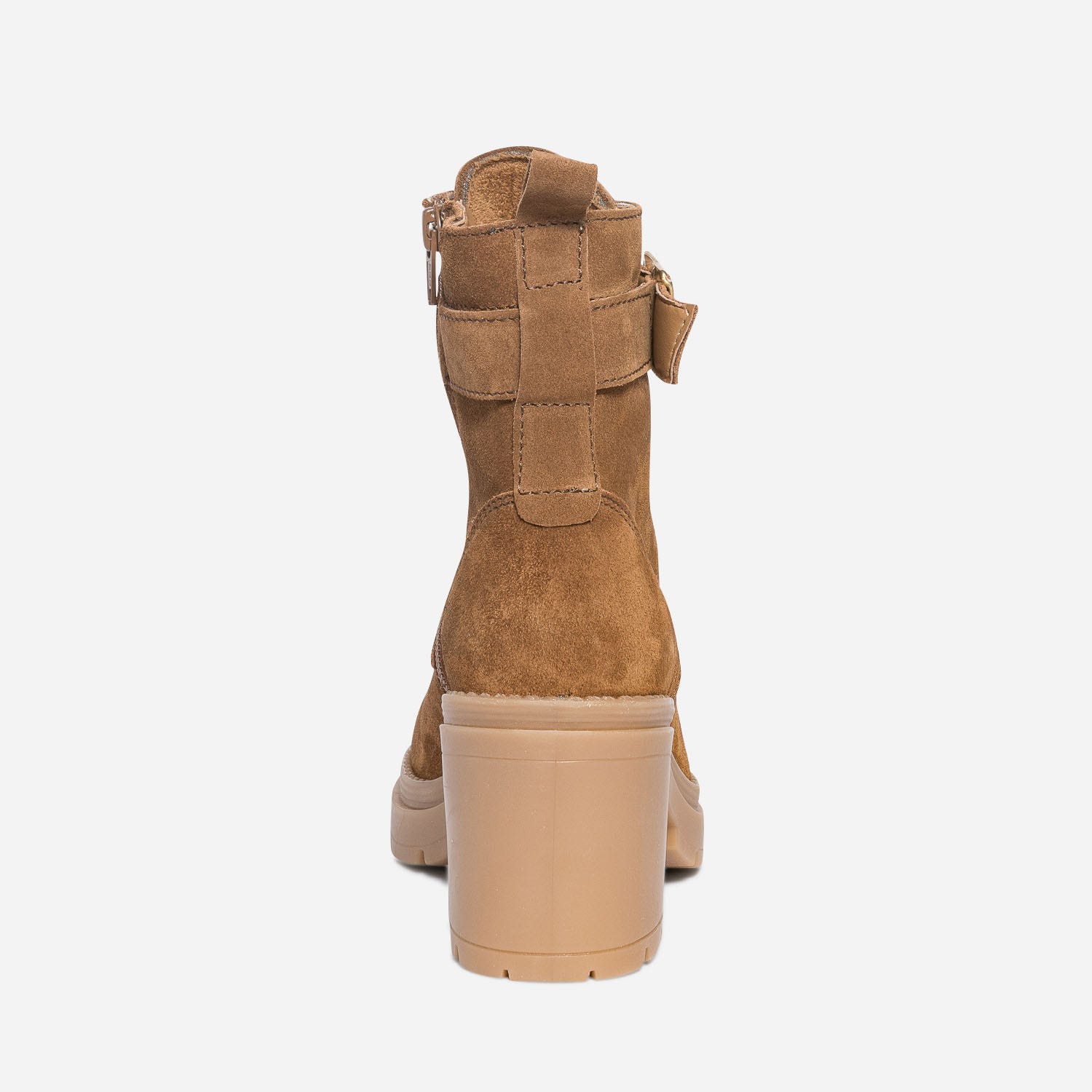 Bottine à talon TEXTO camel en cuir velours
