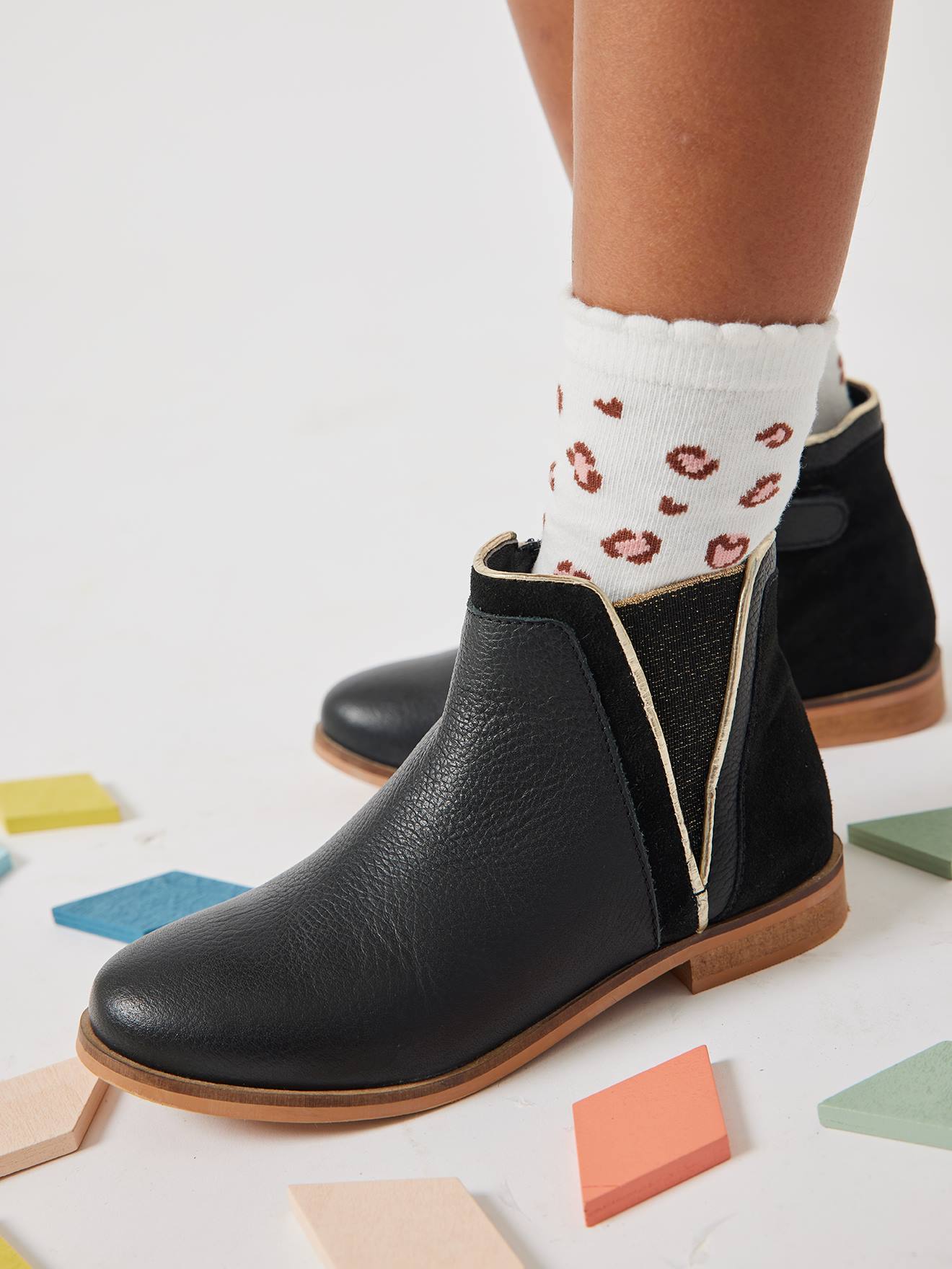 Vertbaudet Mädchen Boots mit Reißverschluss und Dehneinsatz - schwarz