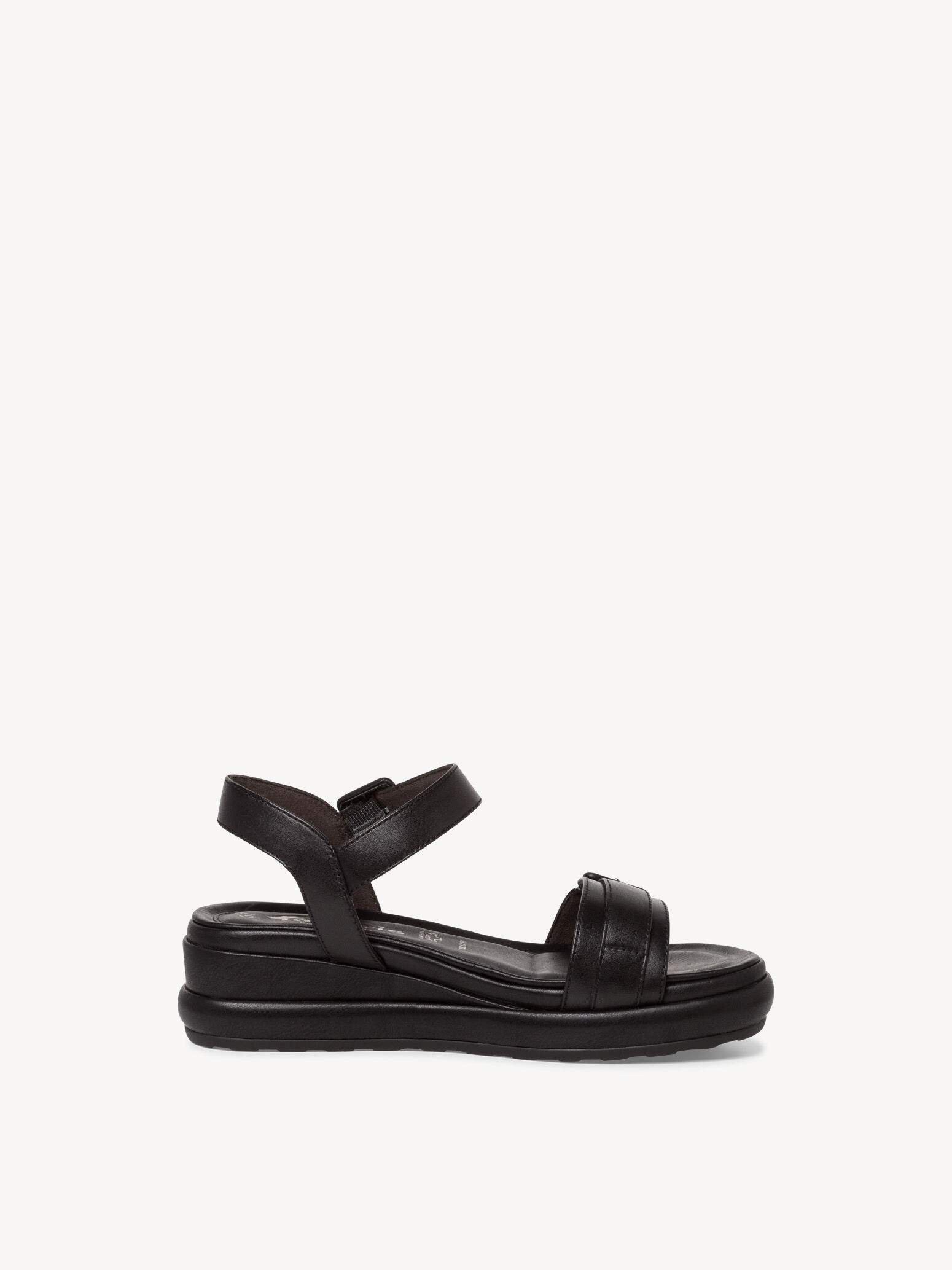 Sandale à talon en cuir - noir
