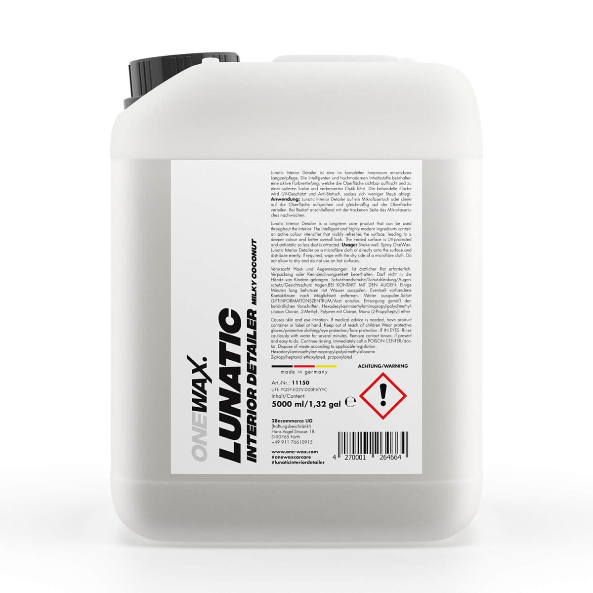 ONEWAX Lunatic Interior Detailer Milky Coconut 5L