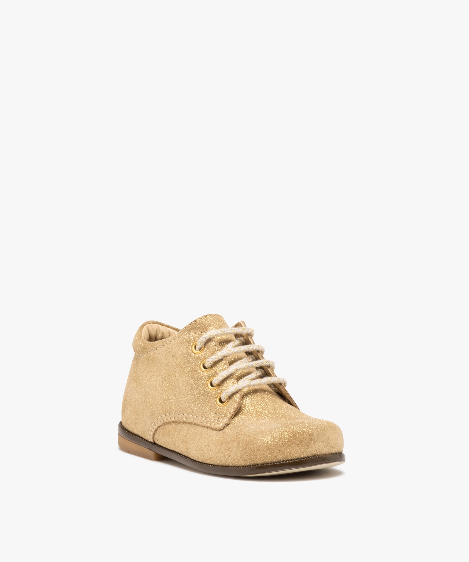 Chaussures premiers pas bébé fille en cuir uni à paillett... or | GEMO
