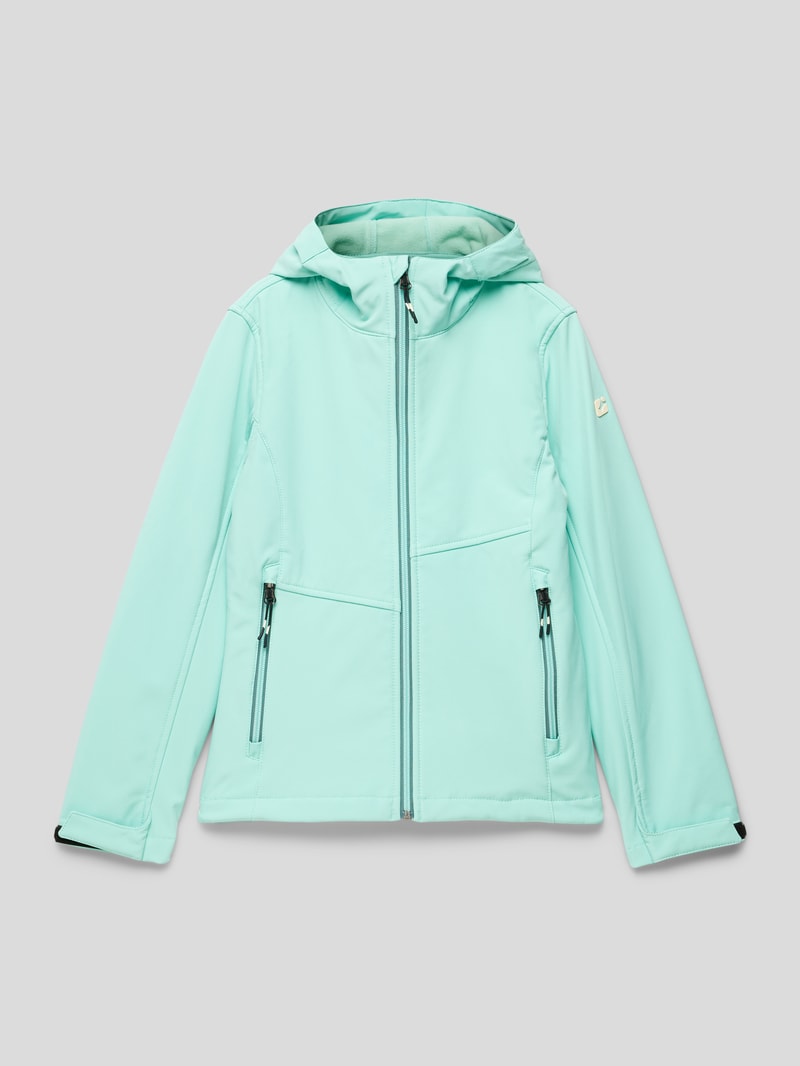 Softshell-Jacke mit Label-Detail in helltürkis