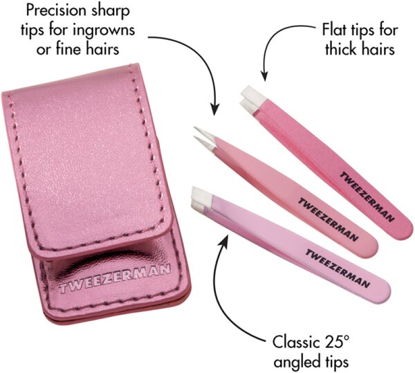 Tweezerman Micro Mini Tweezer Set - Micro Mini Pinzetten Set, Pink Pinzette