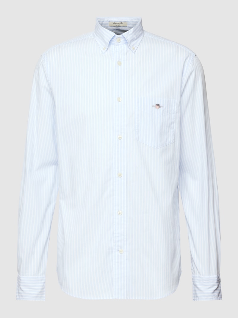Regular Fit Freizeithemd mit Streifenmuster Modell 'POPLIN' in hellblau