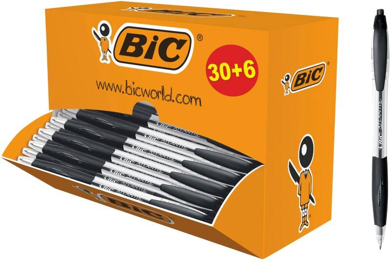 BIC Atlantis Classic Kugelschreiber Blau Mittel 0.4 mm Nachfüllbar 36 Stück