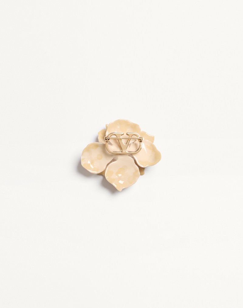 Fleur Lumineuse-broche i metal, emalje og stof