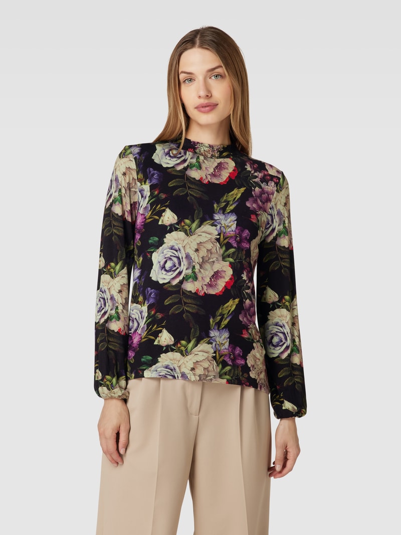 Longsleeve mit Allover-Muster in schwarz